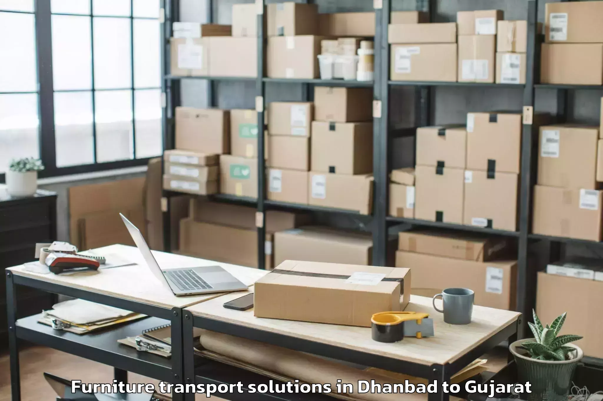 Book Your Dhanbad to Delvada Furniture Transport Solutions Today